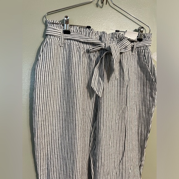 Maurice’s Womens High Rise Paper Bag Belted Linen Bland Pants Pockets M NWT - Picture 3 of 13
